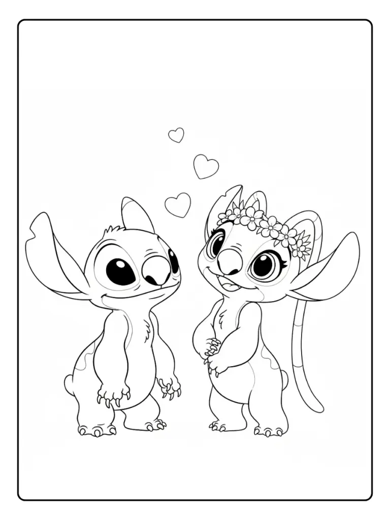 Stitch e Angel da Colorare