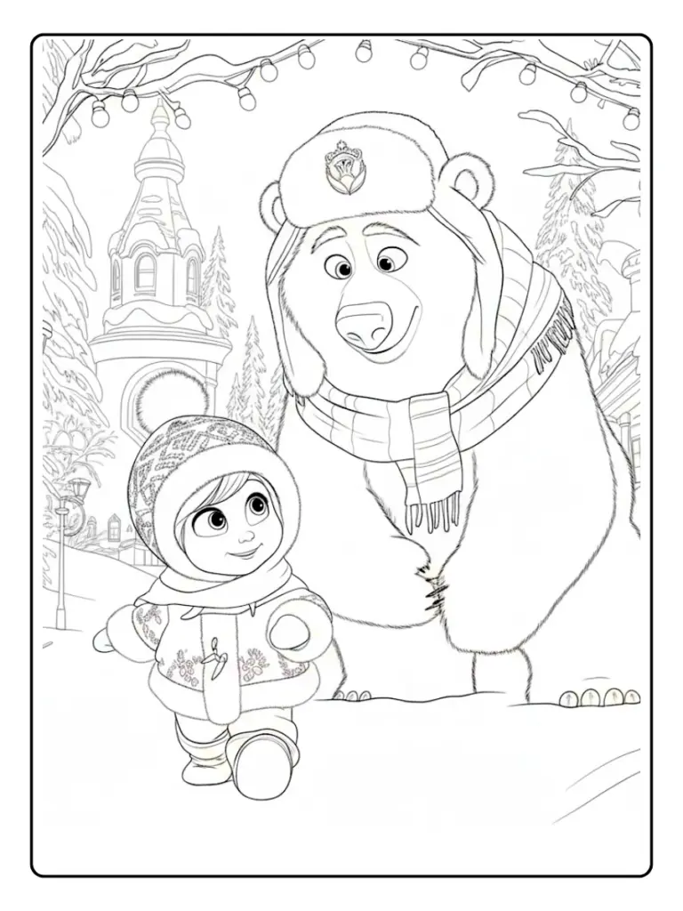 Disegni di Masha e Orso da Colorare (2)