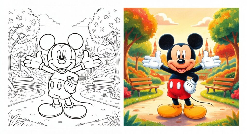 Immagine principale di palette Disney da colorare con colori caldi