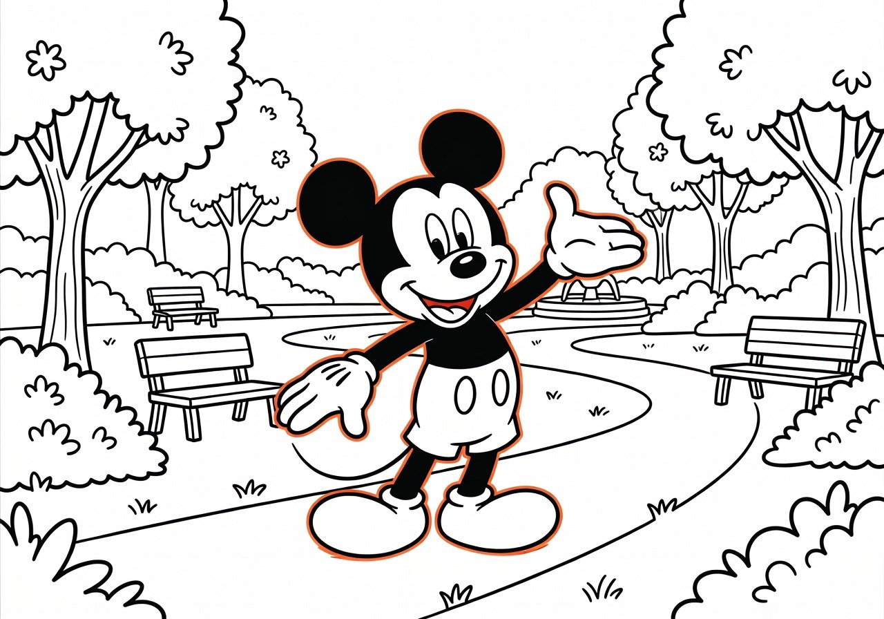 Disegni Disney: come scegliere palette calde e leggibili 1 1 Disegno in bianco e nero di personaggi Disney pronti per la colorazione
