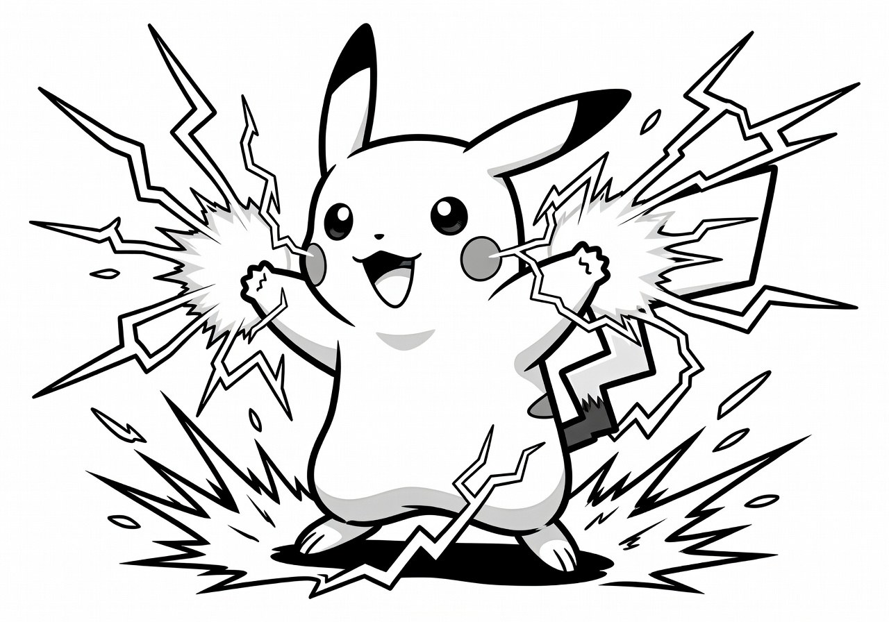Disegno in bianco e nero di Pokemon con linee per principianti