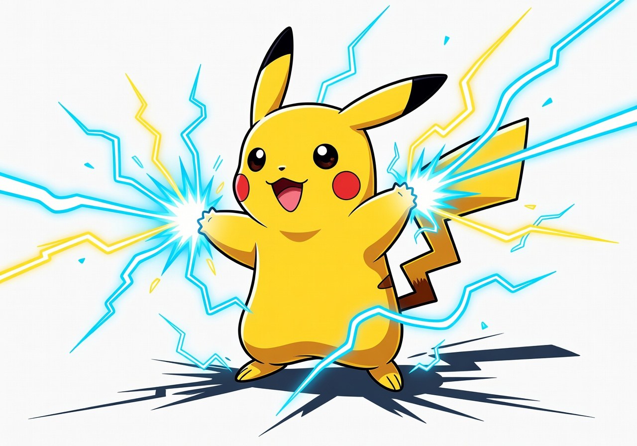 Esempio colorato di Pokemon con effetti di ombre e luci