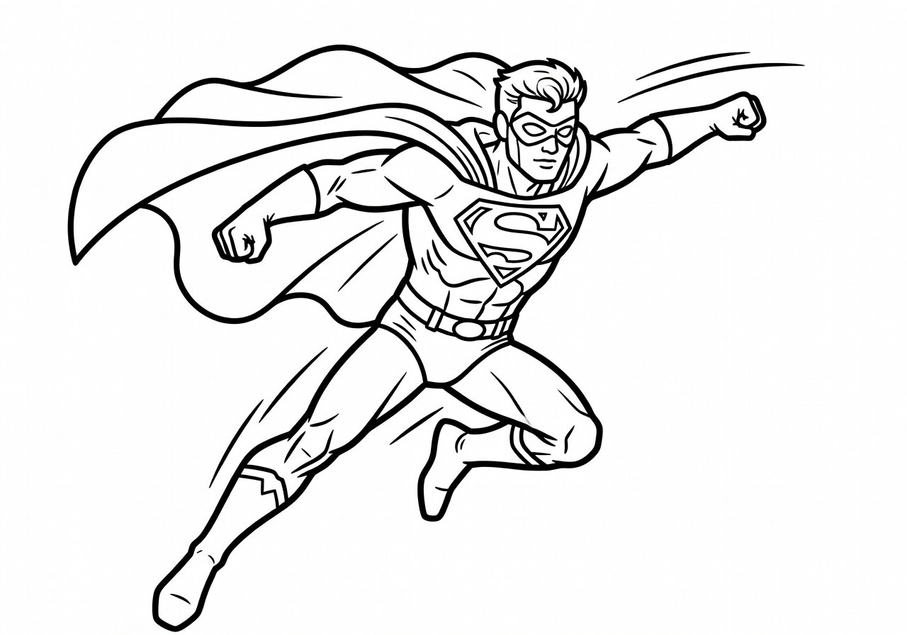 Disegno in bianco e nero di supereroi per colorare senza sporcare